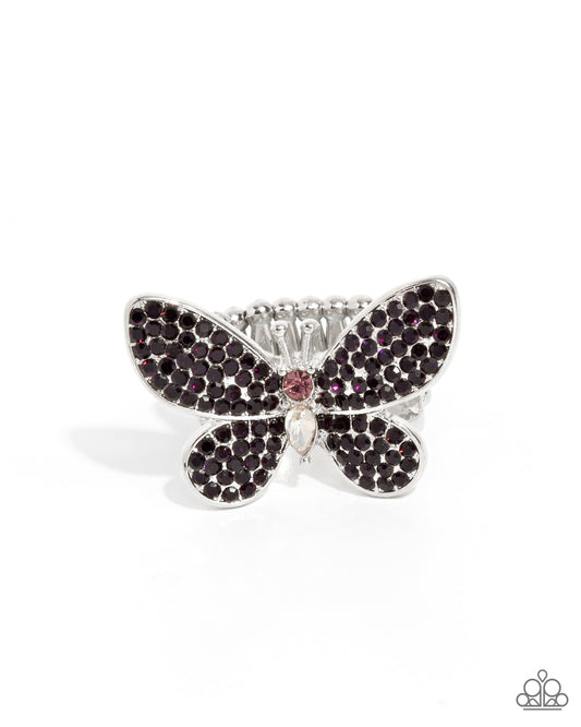 Admirable Ascension - Purple Amethyst Rhinestone Butterfly Ring Paparazzi R0937