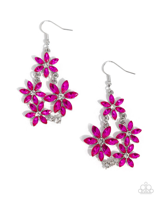 Floral Founder - Pink - Hot Pink Flower Earring Paparazzi E2519