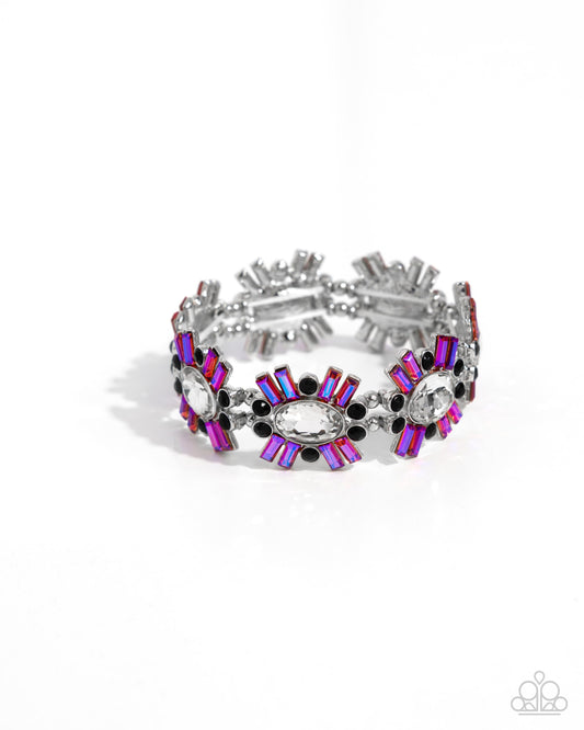 Bewildering Bling - Multi White, Fuchsia UV Rhinestone Stretch Bracelet Paparazzi B1419