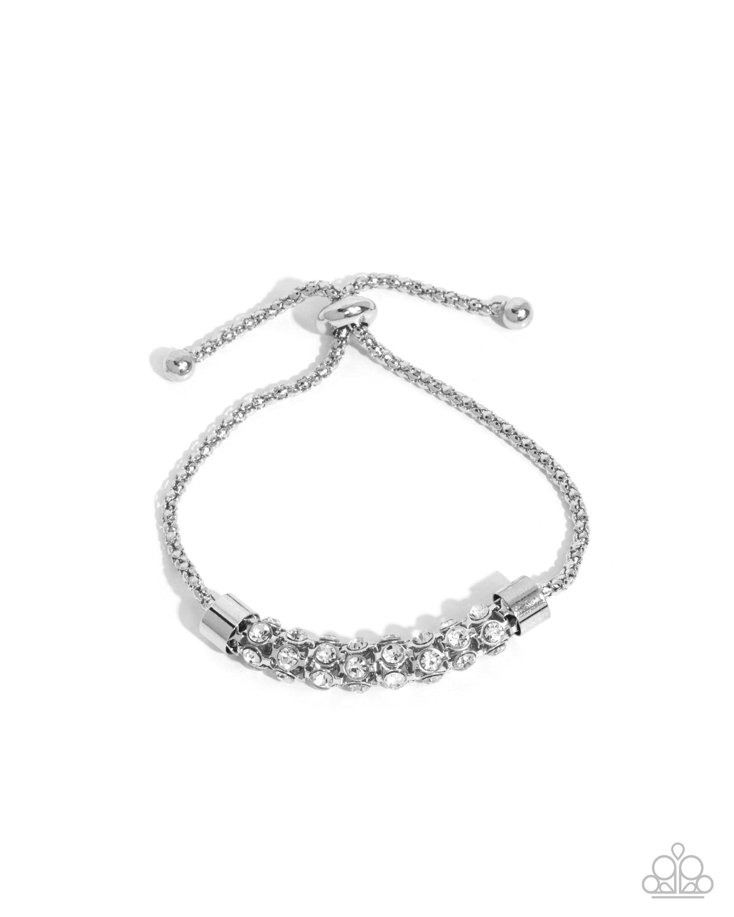 Serious Sentiment - White Rhinestone Silver Box Chain Bracelet Paparazzi B1844