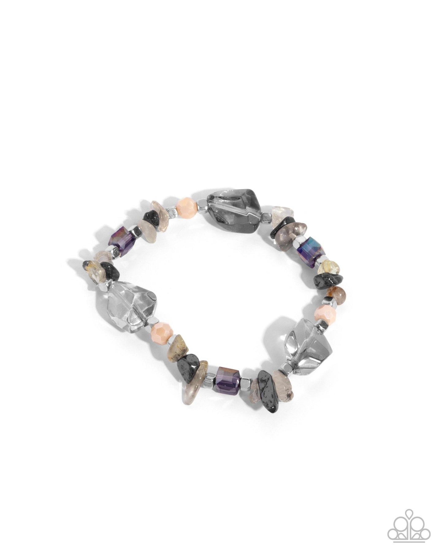 Eclectic Ease - Silver, Multicolored Natural Stone Stretch Bracelet Paparazzi B1933