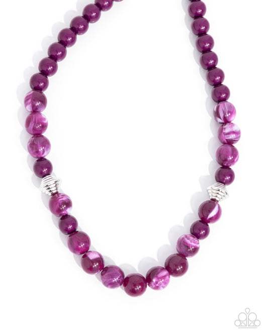 Showroom Swirl - Purple Swirled & Plum Bead Necklace Paparazzi N1715