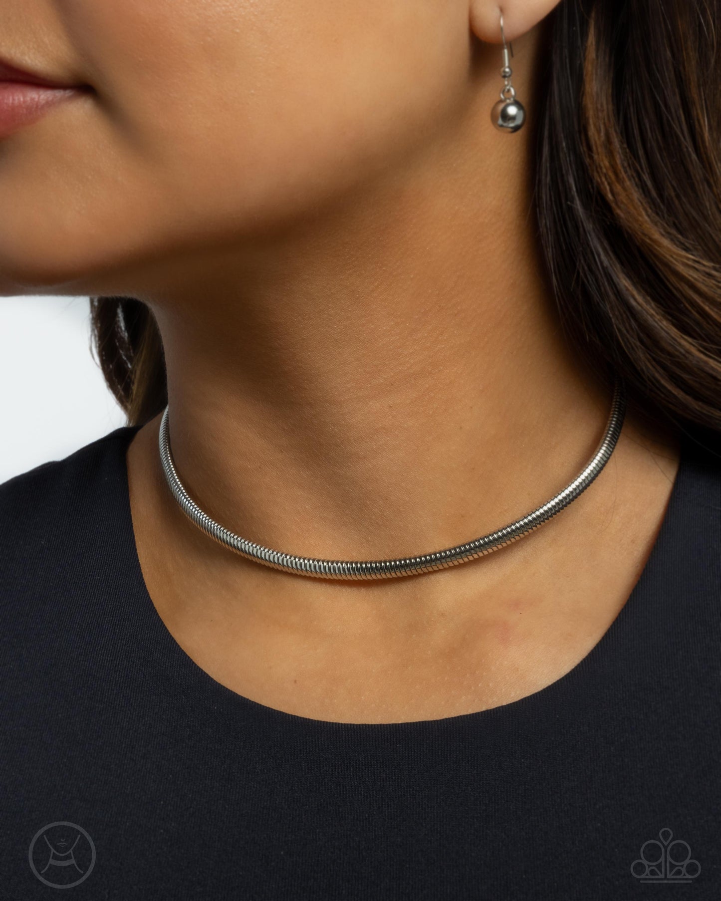 Captivating Choker - Silver Omega Chain Choker Necklace Paparazzi N3074
