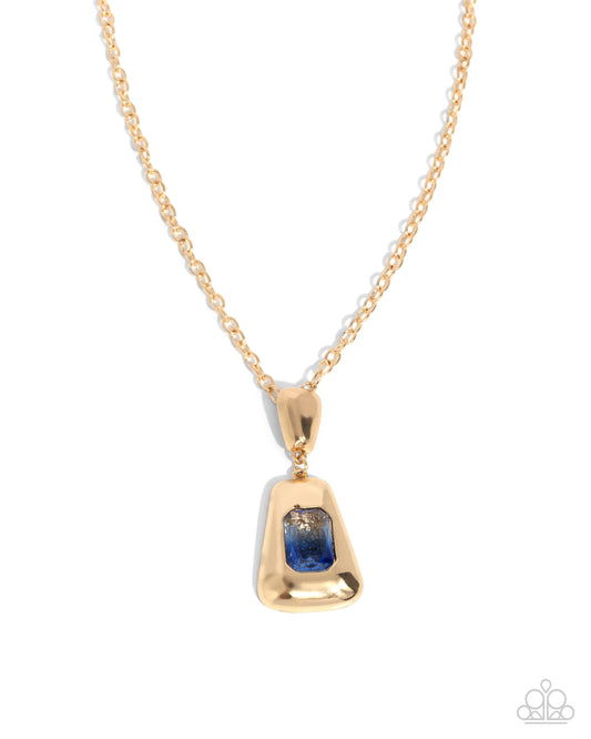 Pendant Promise - Blue Gem & Gold Pendant Necklace Paparazzi N3305