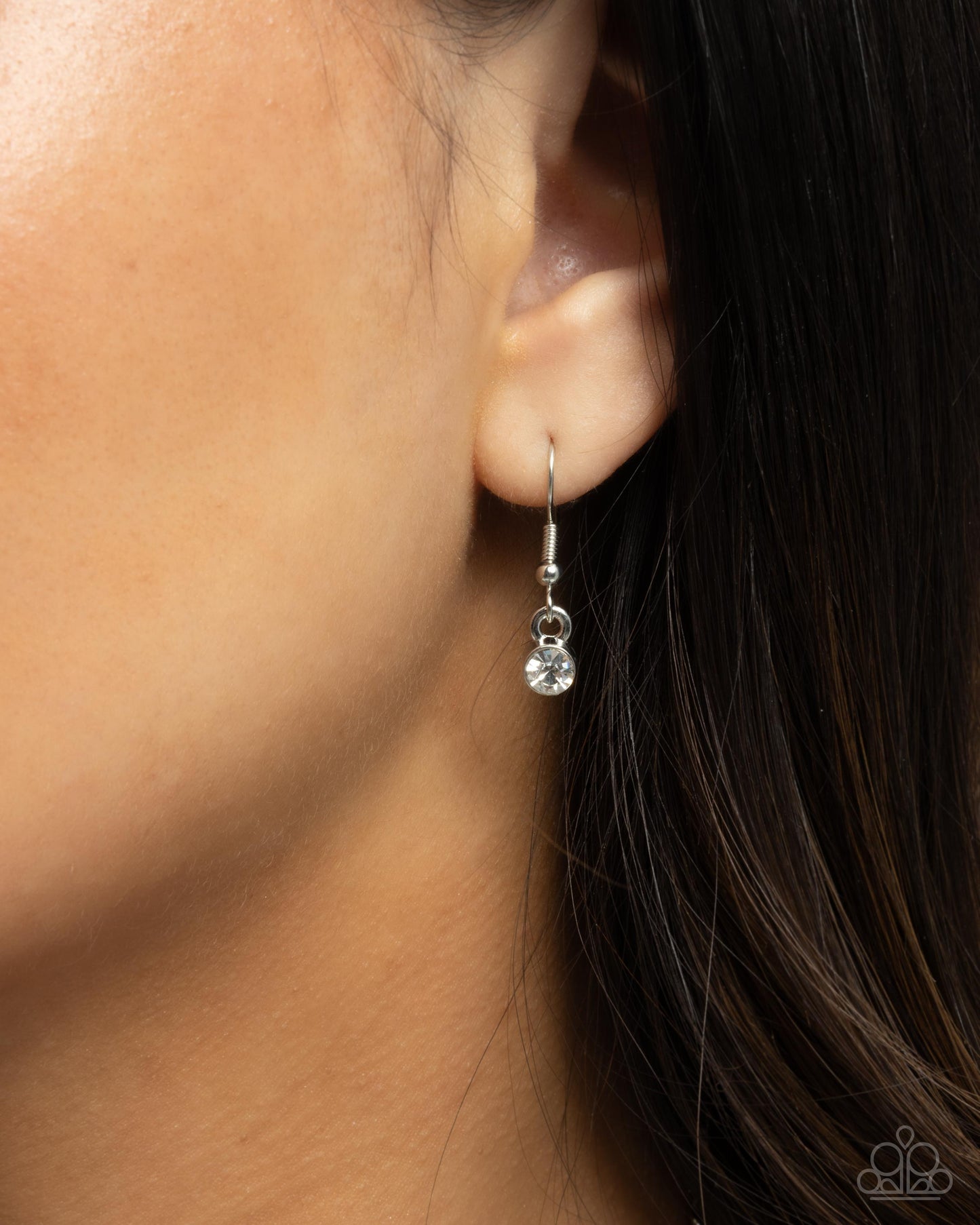 Romantic Rule - White Painted Heart & Rhinestone Necklace Paparazzi N2851