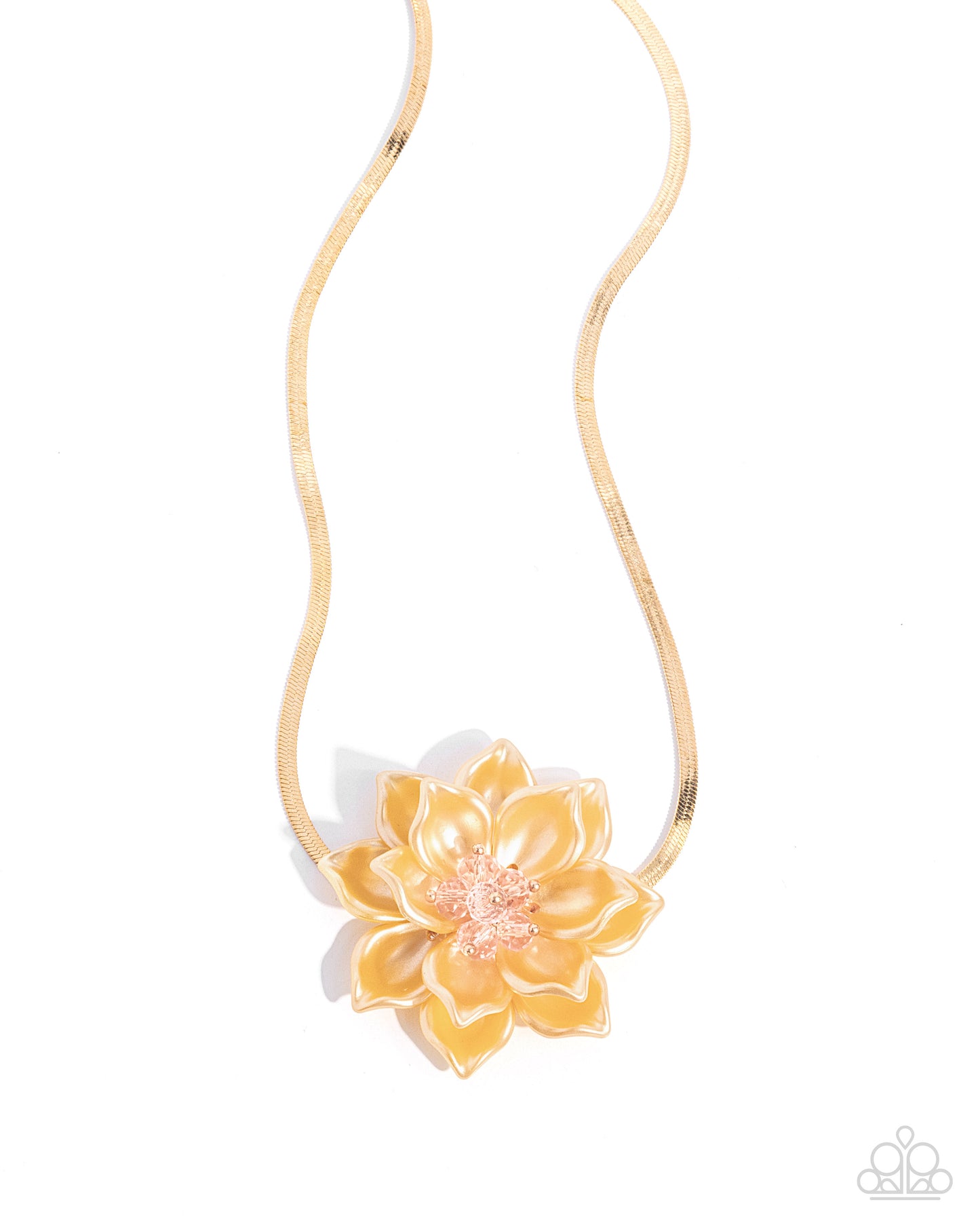 Banquet Blossom - Yellow Flower & Gold Herringbone Chain Necklace Paparazzi N2661
