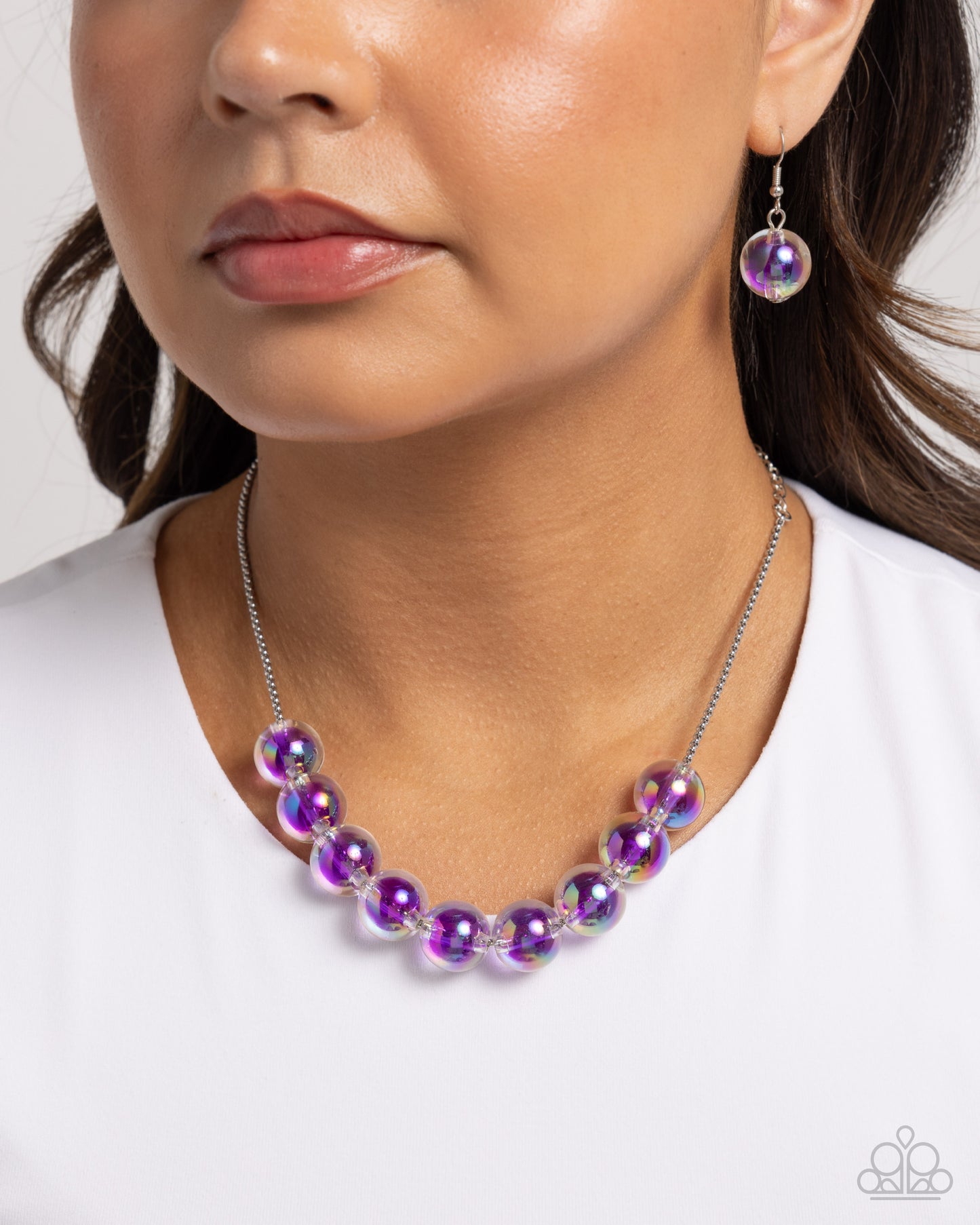 Iridescent Identity - Purple Vibrant Bubbly Bead Necklace Paparazzi N2997