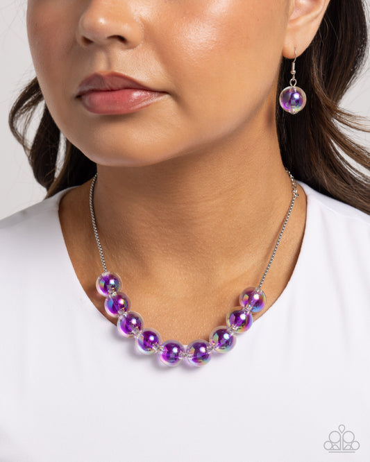 Iridescent Identity - Purple Vibrant Bubbly Bead Necklace Paparazzi N2997