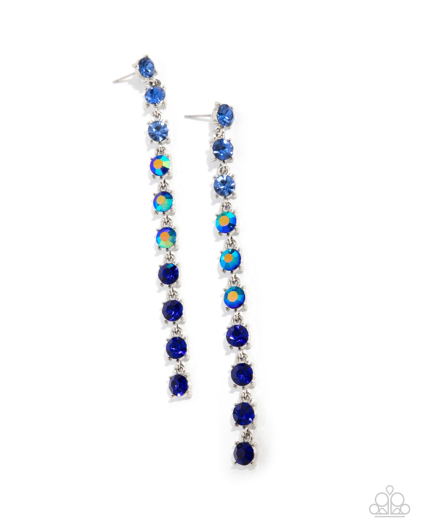 Opulent Ombré - Blue Ombre' Light Sapphire To Blue Iridescent Rhinestone Earring Paparazzi E1834