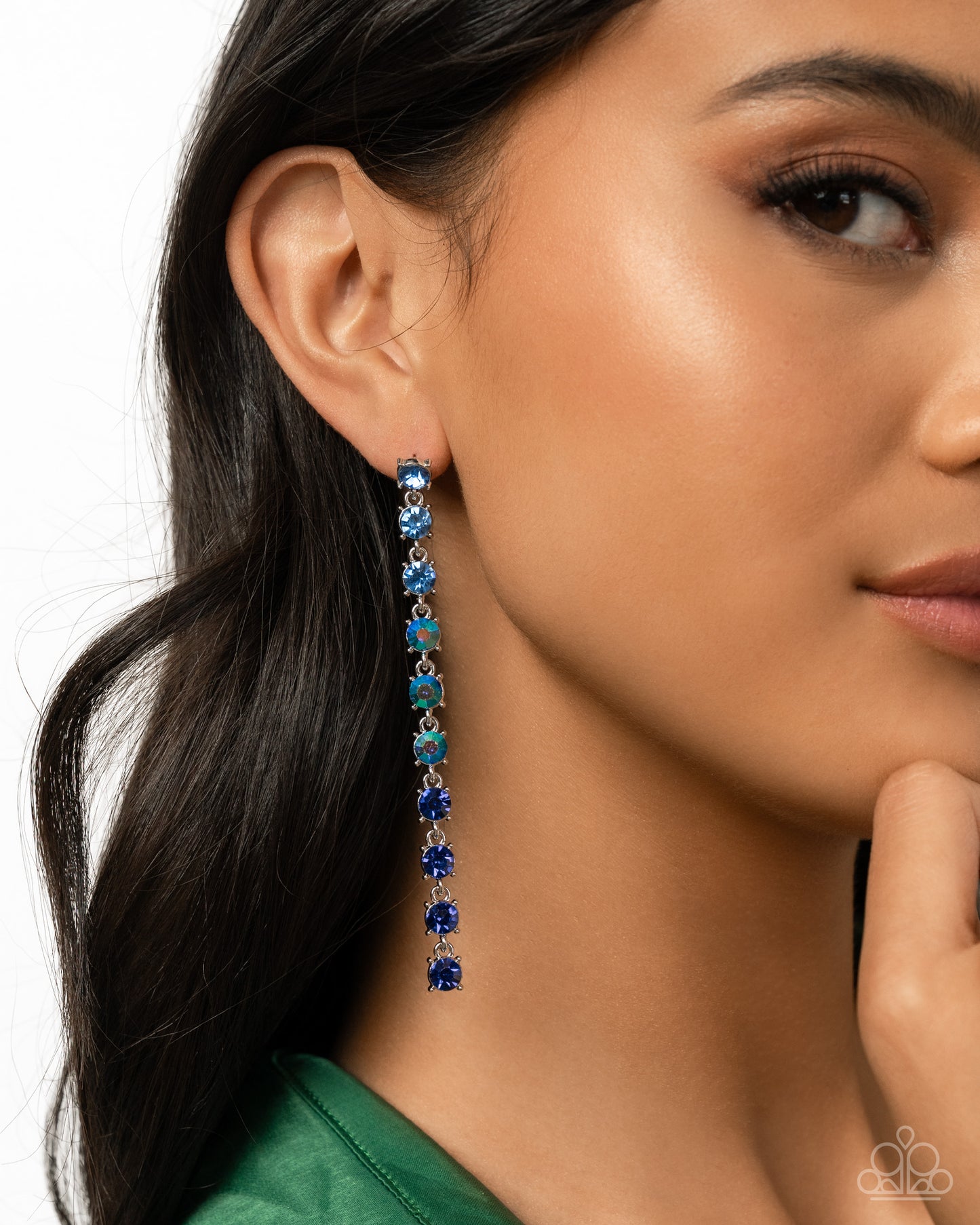 Opulent Ombré - Blue Ombre' Light Sapphire To Blue Iridescent Rhinestone Earring Paparazzi E1834
