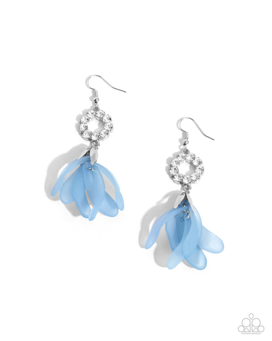 Profuse Petals - Blue - Winter Sky Sea Glass Inspired Petal Earring Paparazzi E2596