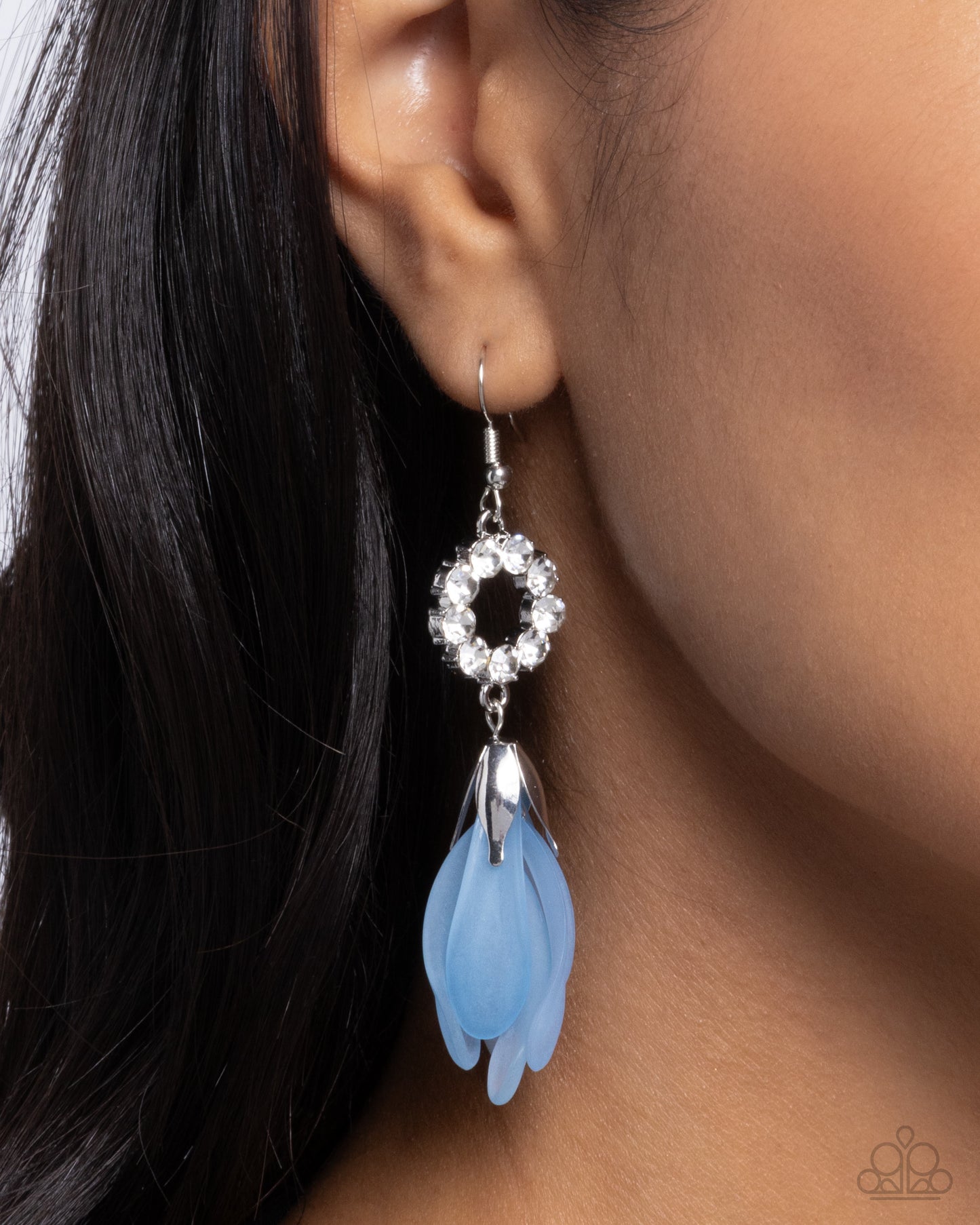 Profuse Petals - Blue - Winter Sky Sea Glass Inspired Petal Earring Paparazzi E2596