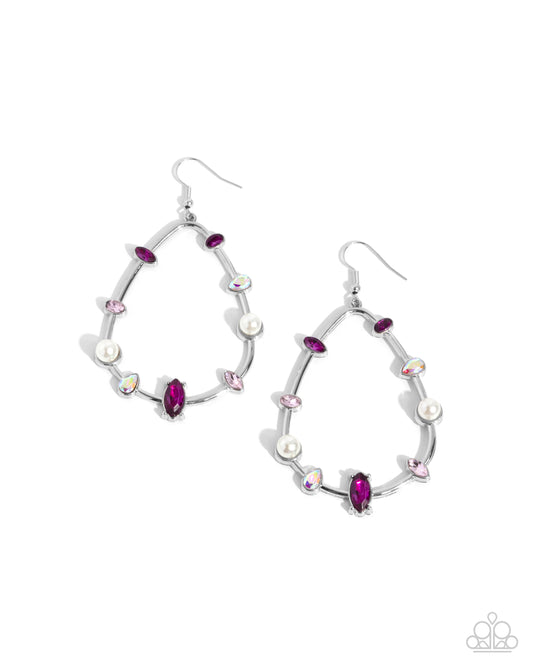 Dazzling Diversity - Pink Multicolored & Iridescent Gem Teardrop Earring Paparazzi E2347