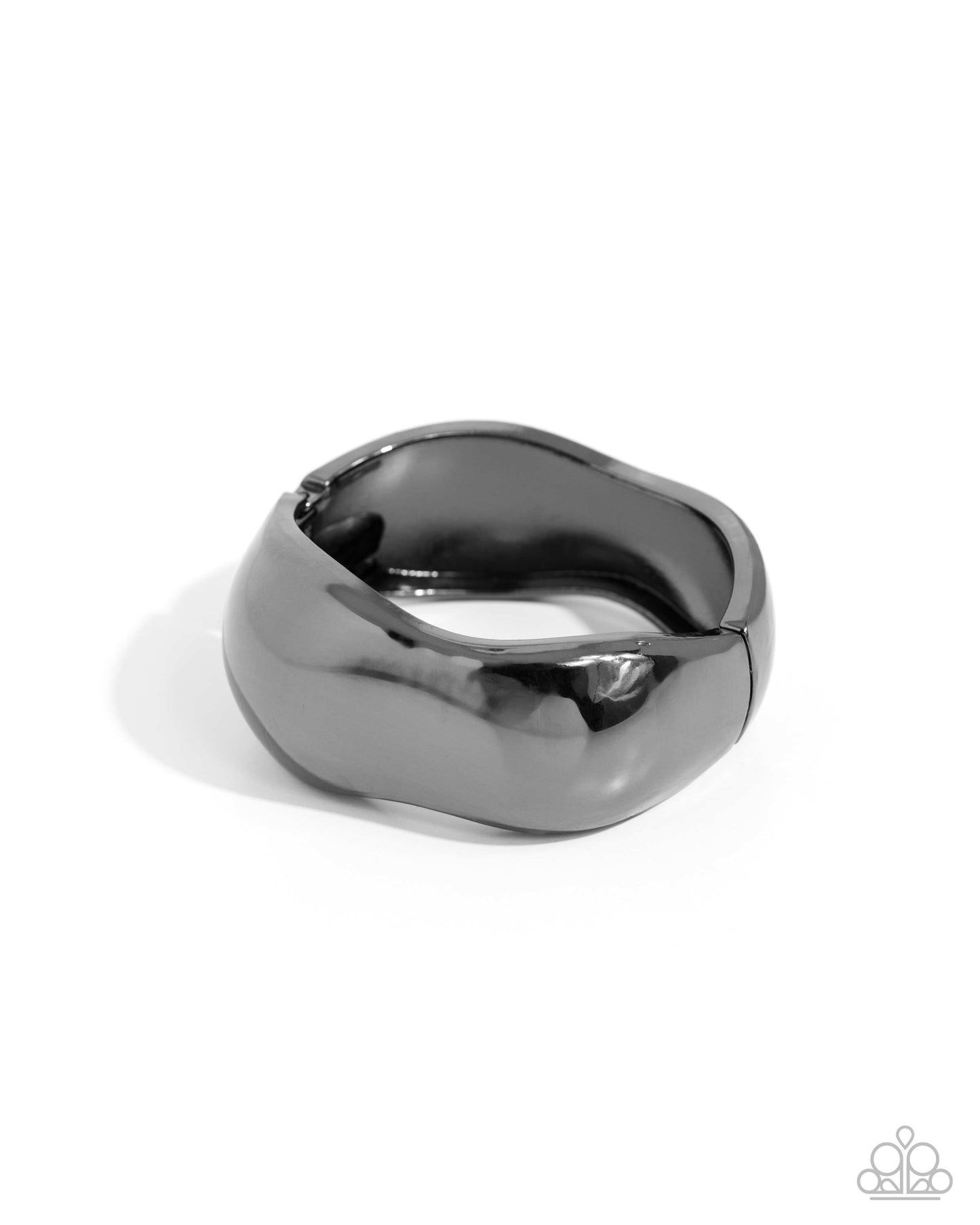 Paparazzi Curved Confident - Black Gunmetal Sleek Polished Finish Hinge Bracelet B1960