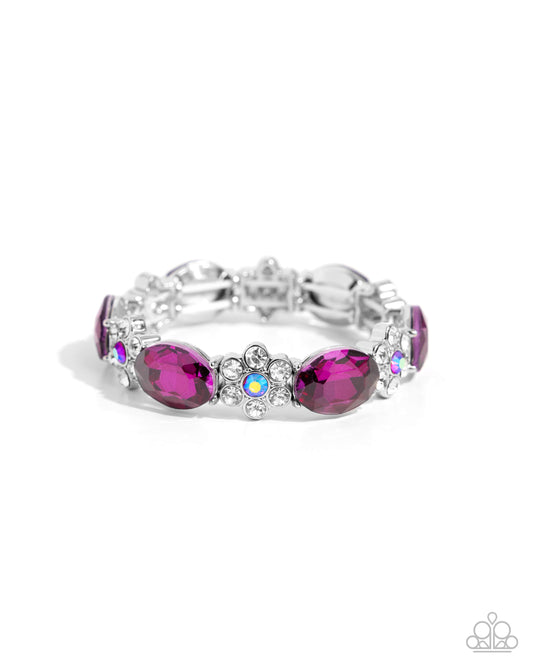 Staycation Sparkle - Pink Fuchsia Rhinestone Stretch Bracelet Paparazzi B1886