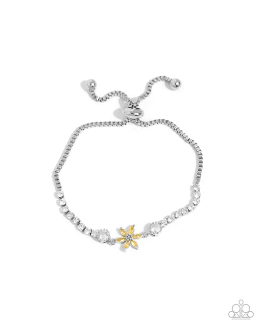 Dainty Delivery - Yellow Flower Sliding Closure Bracelet Paparazzi