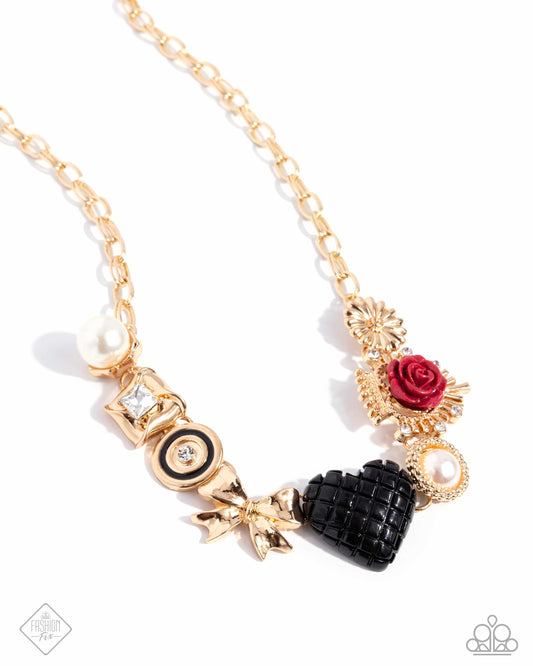Victorian Vibe - Multi Gold, Charm Style Necklace Glimpses Of Malibu Fashion Fix November 2024 Paparazzi N3502