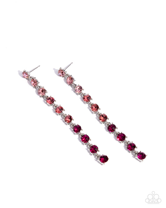 Opulent Ombré - Pink Ombre - Light Pink, Rose To Fuchsia Rhinestone Earring Paparazzi E2372