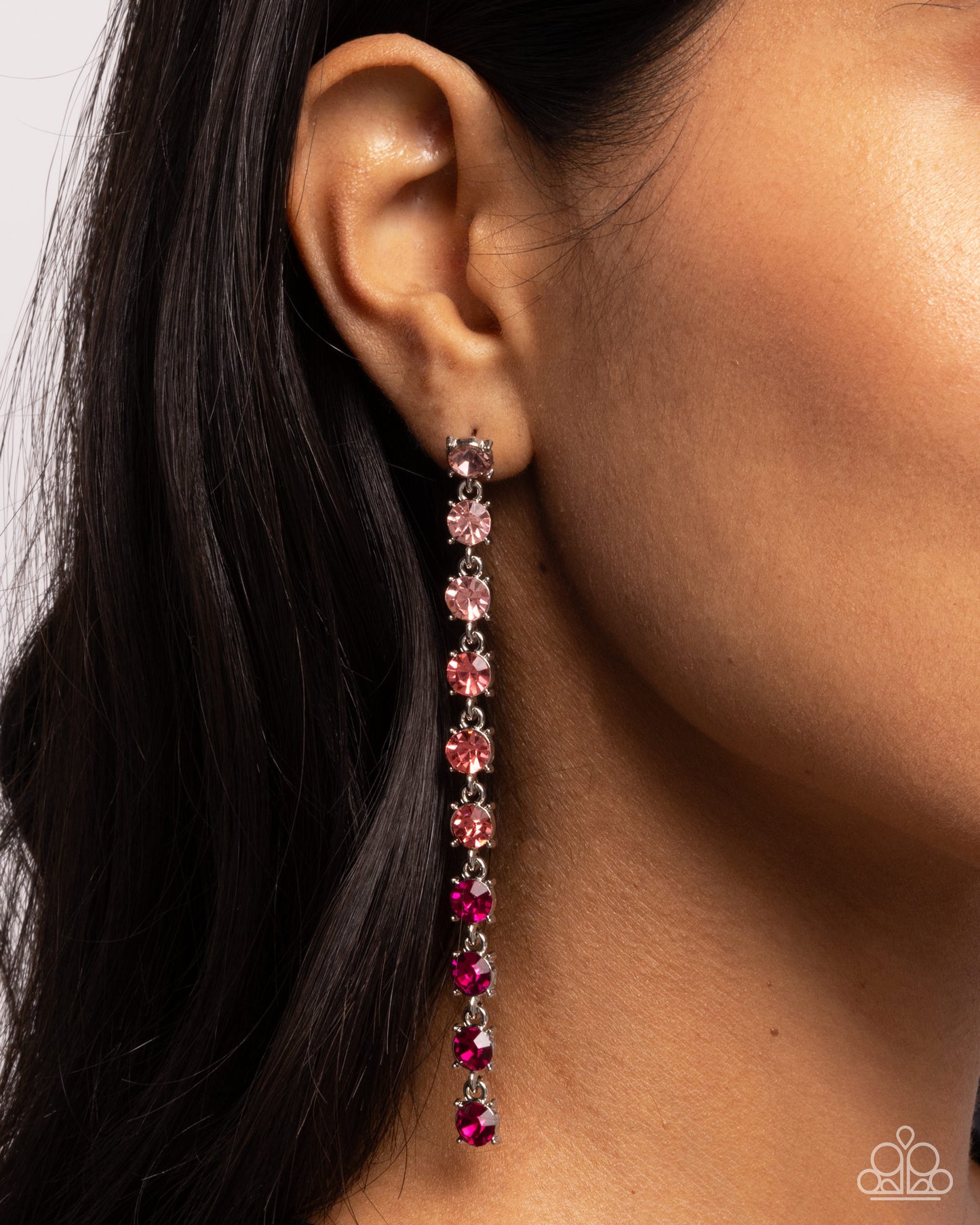 Opulent Ombré - Pink Ombre - Light Pink, Rose To Fuchsia Rhinestone Earring Paparazzi E2372
