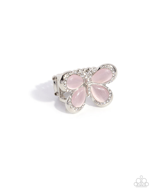 Paparazzi Aerial Anniversary - Pink Cat's Eye Stone Butterfly Ring