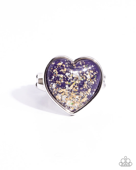 Smitten Season - Purple Vibrant Heart Iridescent Shell-Like Piece Ring Paparazzi R1152