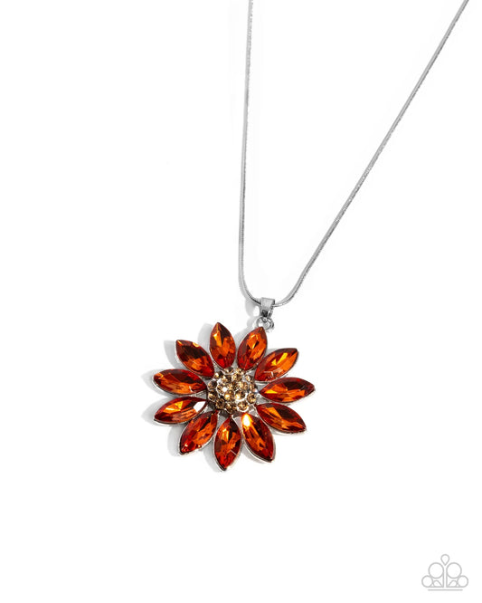 Fortunate Floral Orange Flower Necklace Paparazzi