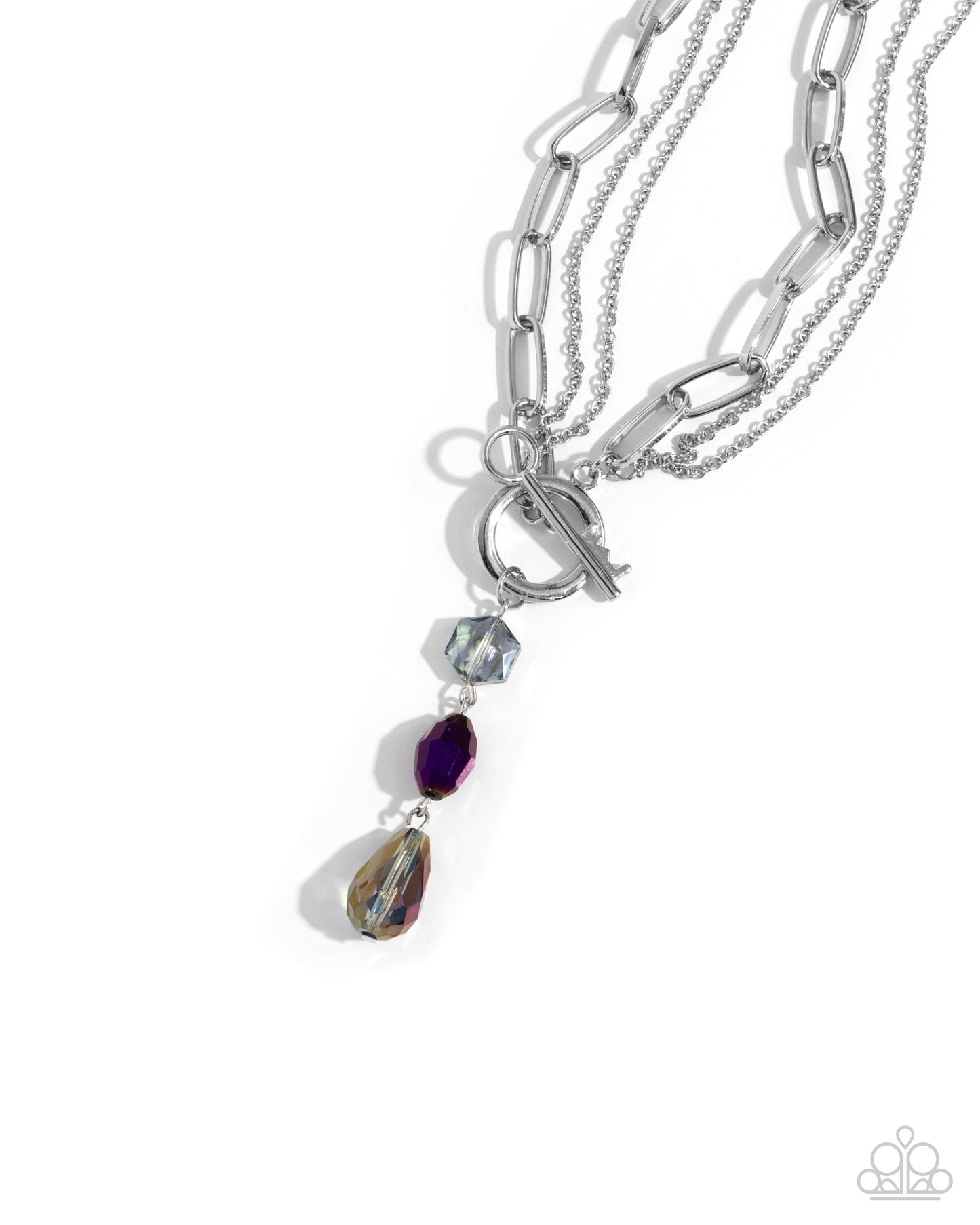 Cultivated Chains - Purple Oil Spill Bead Toggle Key Closure Necklace Paparazzi N2854