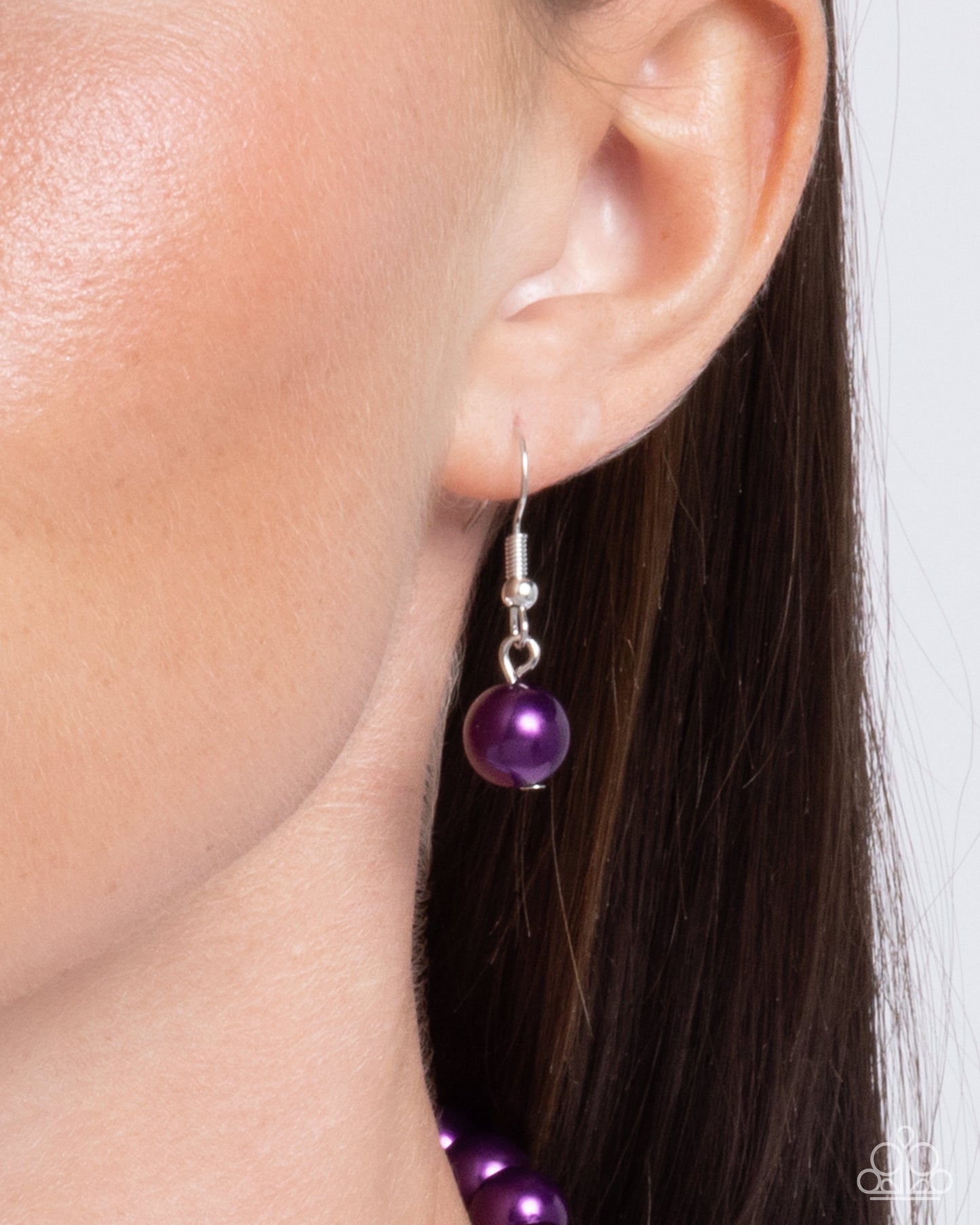 Easy Elevation - Purple Plum Pearls, White Rhinestone & Silver Heart Necklace Paparazzi N2607