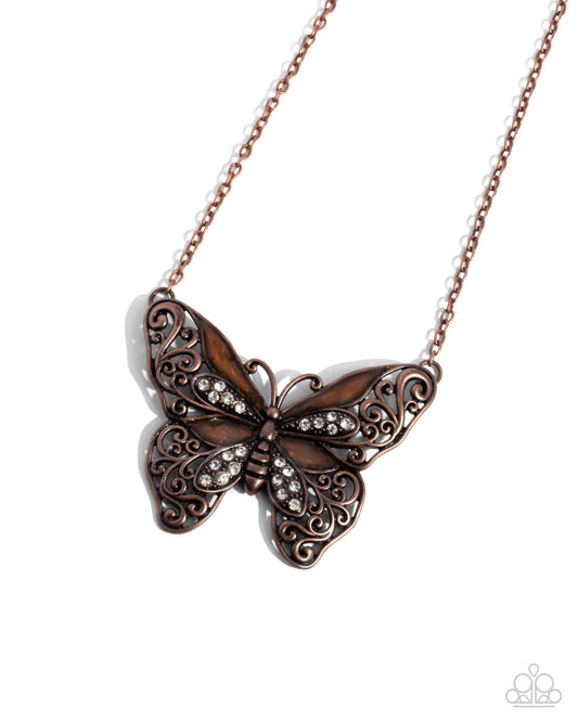 Flawless Flight - Copper Butterfly Necklace Paparazzi N2609