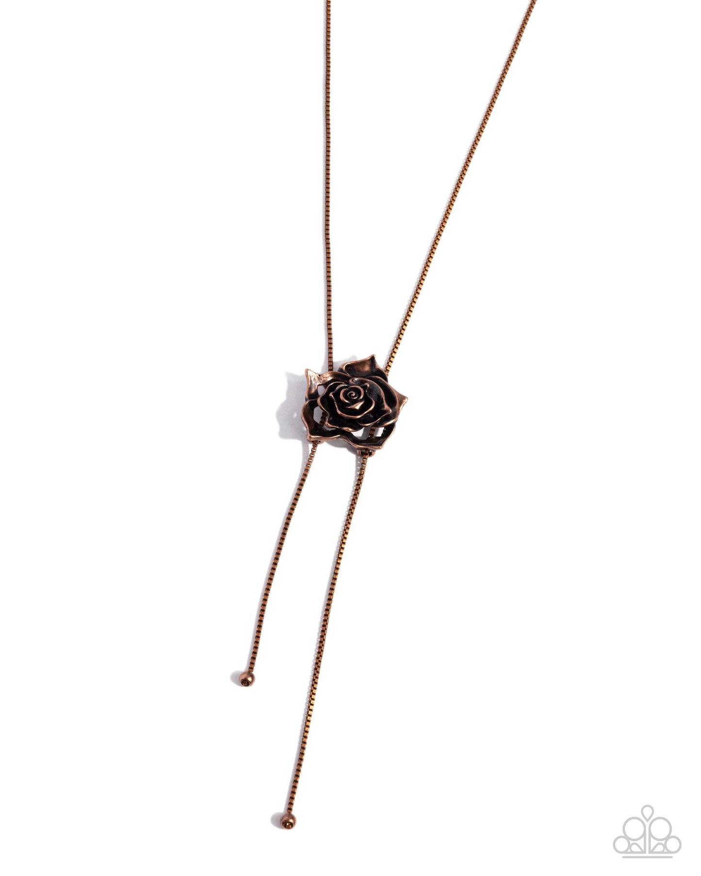 Threaded Tapestry - Copper Rose Pendant Santa Fe Bolo Style Necklace Paparazzi