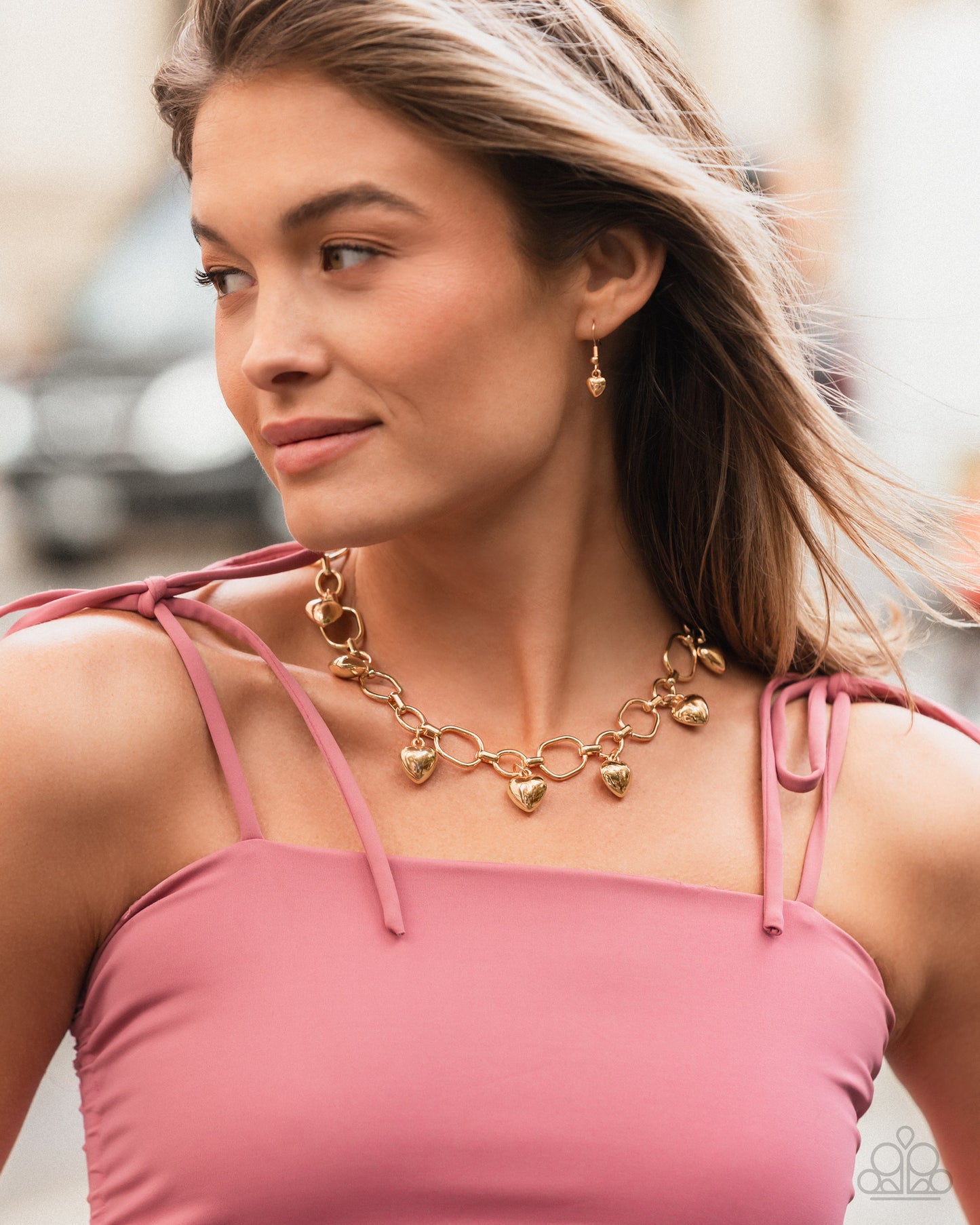 Hey Lover - Gold Heart Charm Style Necklace Paparazzi
