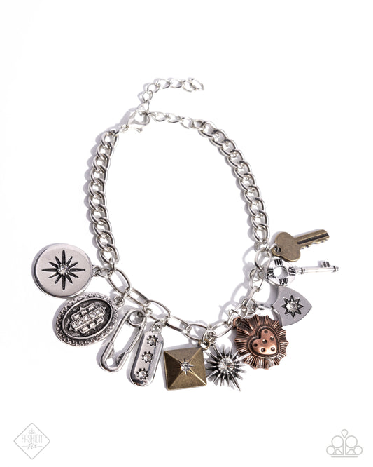 Fact Finding - Multi Silver Charm Style Bracelet Sunset Sightings January 2025 Fashion Fix Paparazzi B2204