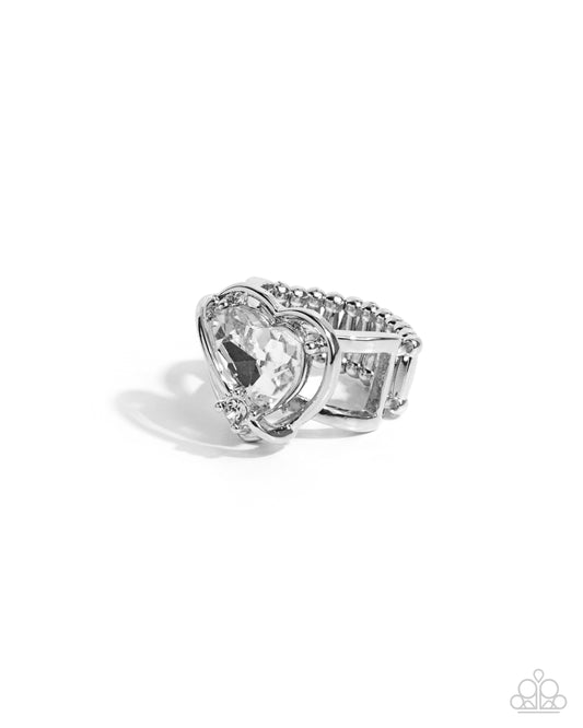 Cutie Chemistry - White Cubic Zirconia Heart Ring Paparazzi R0921