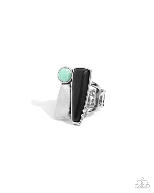 Mixed Method - Black, Blue Stone Santa Fe Style Ring Paparazzi R0926