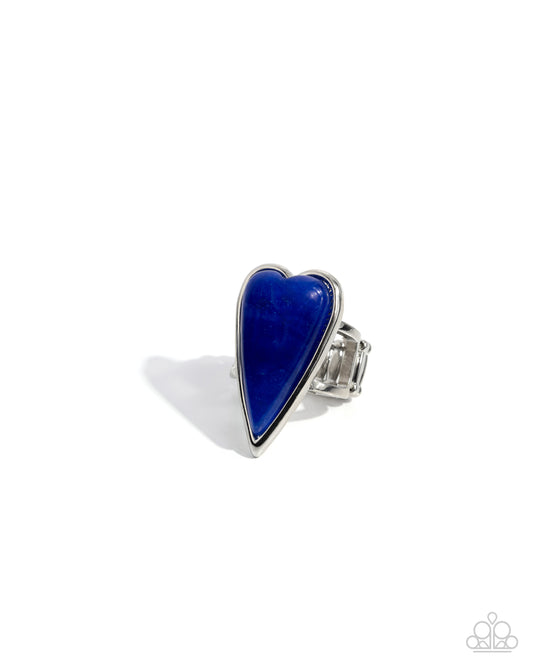Paparazzi Natural Law - Blue Lapis Heart Stone Silver Ring R1309