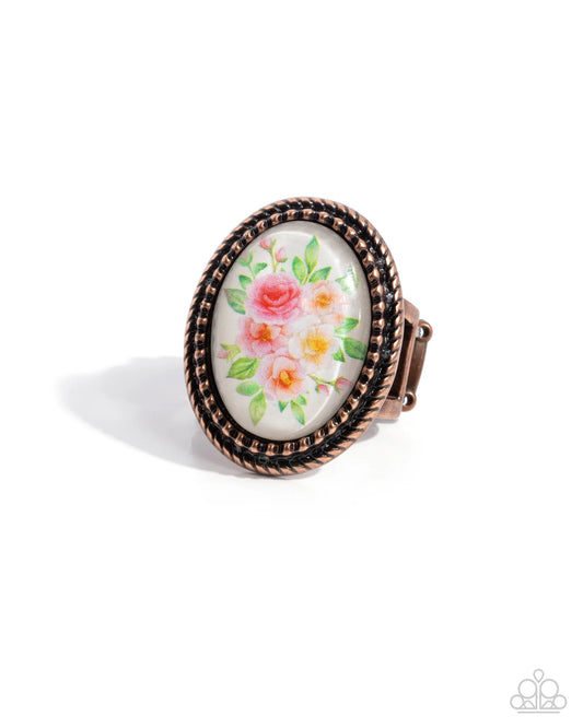 Paparazzi Handmade Heaven - Copper Pink Rose Flower Ring R1275
