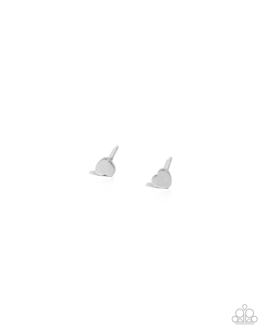 Stainless Sweethearts - Silver Heart Stainless Steel Post Earring Paparazzi E2486