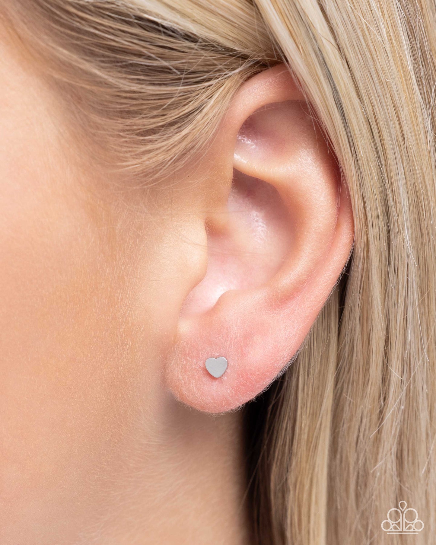 Stainless Sweethearts - Silver Heart Stainless Steel Post Earring Paparazzi E2486