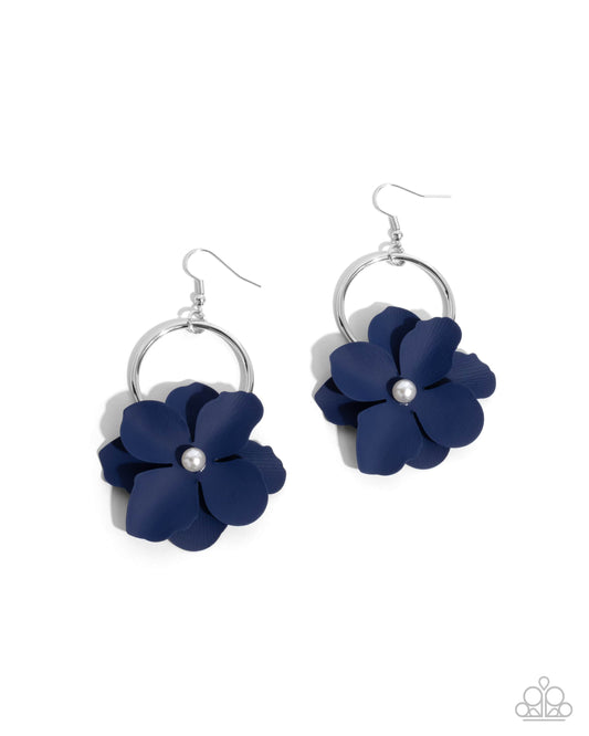 One of a Kind Charisma - Blue Flower Earring Paparazzi E2824