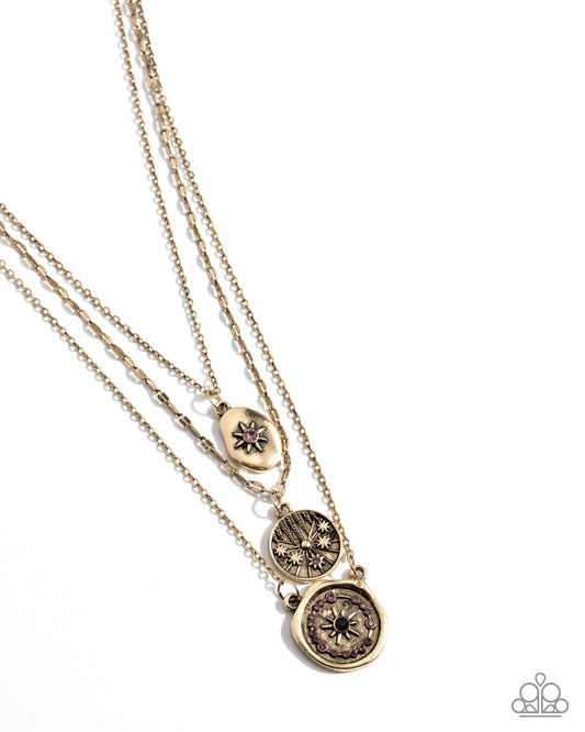 Stellar Spectacle - Purple Amethyst & Antiqued Gold Layered Necklace Paparazzi N3537