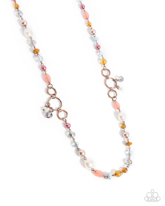 Eclectic Embrace - Copper Desert Rose, Buckthorn Brown, Pearl Bead Necklace Paparazzi N3103