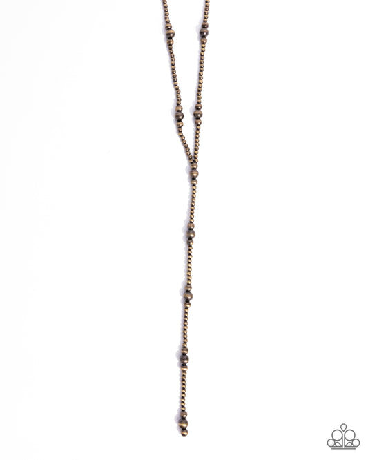 Elongated Element - Brass Bead Y Santa Fe Style Necklace Paparazzi N2969