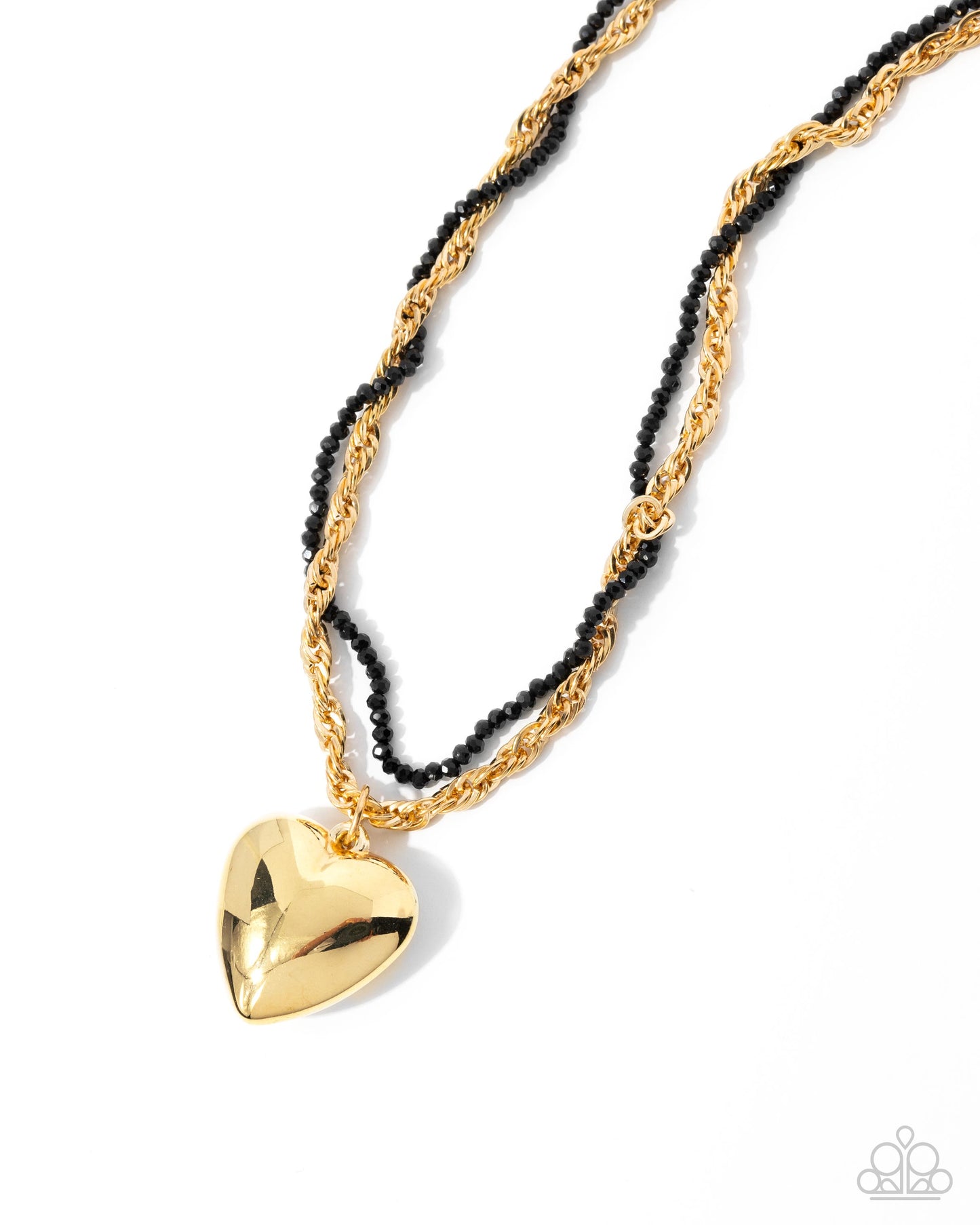 Falling Slowly - Gold Heart Pendant Necklace Paparazzi N2261