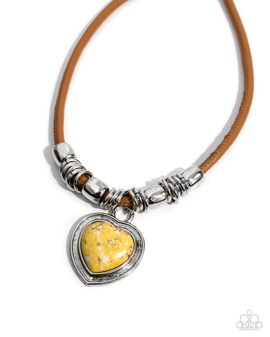 Significant Other - Yellow Heart Shaped Stone Santa Fe Style Necklace Paparazzi N2826