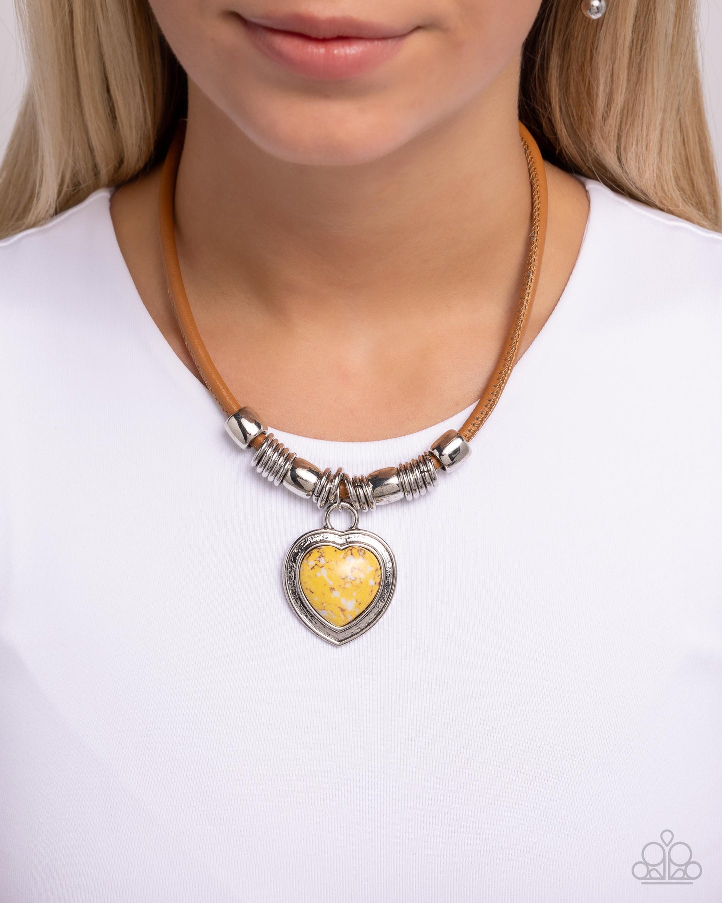 Significant Other - Yellow Heart Shaped Stone Santa Fe Style Necklace Paparazzi N2826