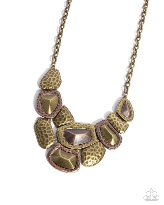 Mixed Motive - Multi Hammered Copper & Brass Statement Necklace Paparazzi N0936