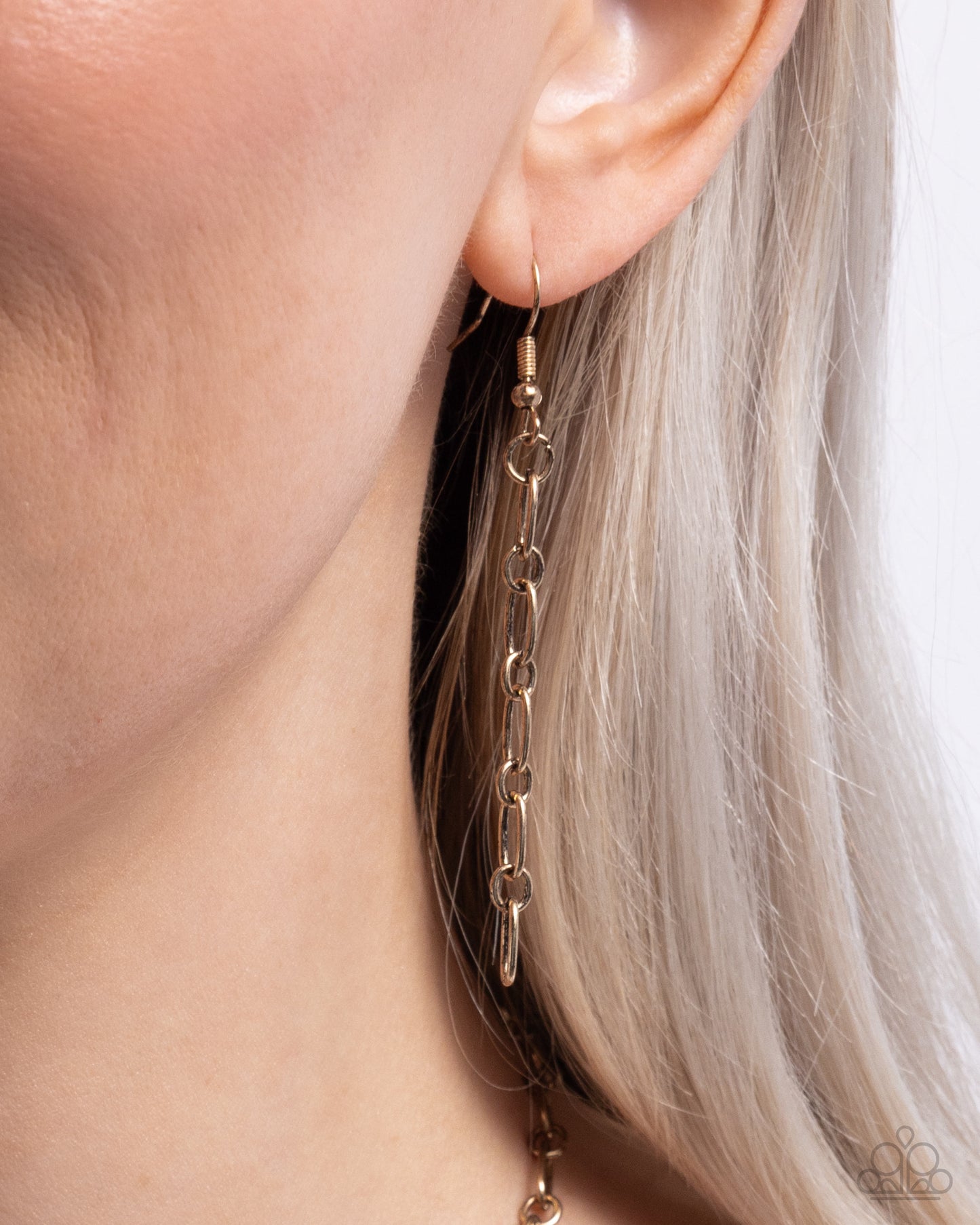 Hopeful Heights - Green Jade Stone & Gold Paperclip Chain Necklace Paparazzi N3179