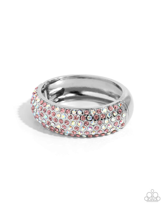 Triumphant Twinkle - Pink, Light Rose, Pink Iridescent & Opalescent Pink Rhinestone Hinge Bracelet Paparazzi B1881