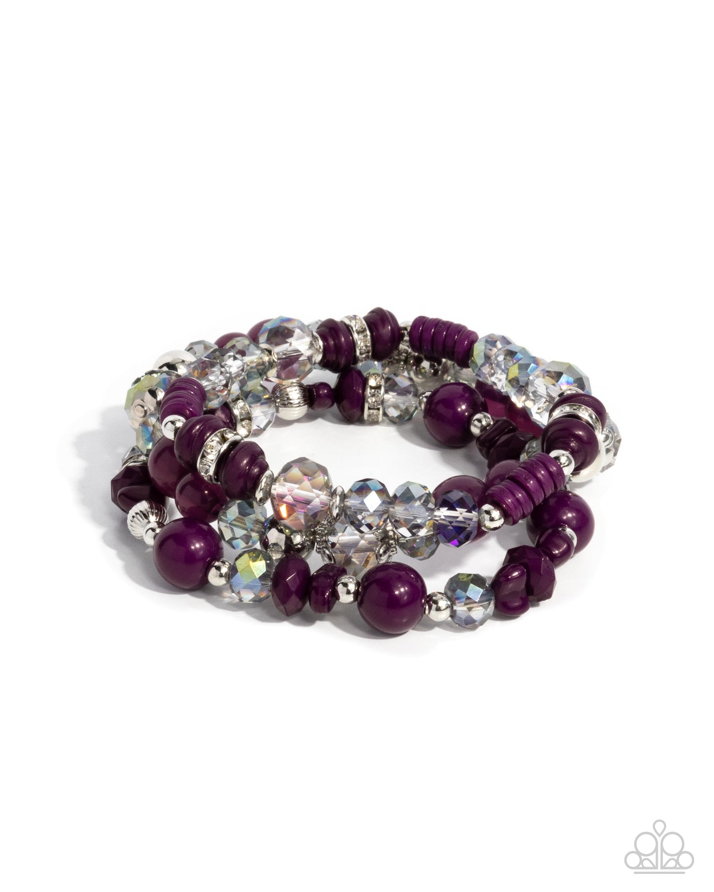 Complimentary Chic - Purple Stretch Set of Three Bracelets Paparazzi B2127