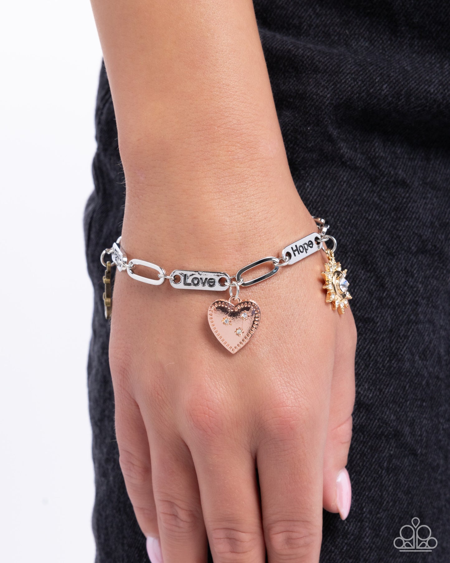Intrepid Inspiration - Multi Charm Style Inspirational Faith, Love, Hope Bracelet Paparazzi B1982